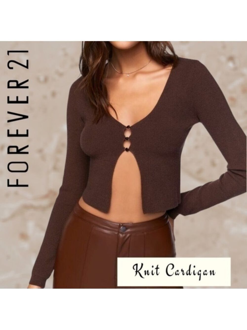 NWT FOREVER 21 3-Button Cropped Hem
Long Sleeve Fitted Open Cardigan Sweater/XL